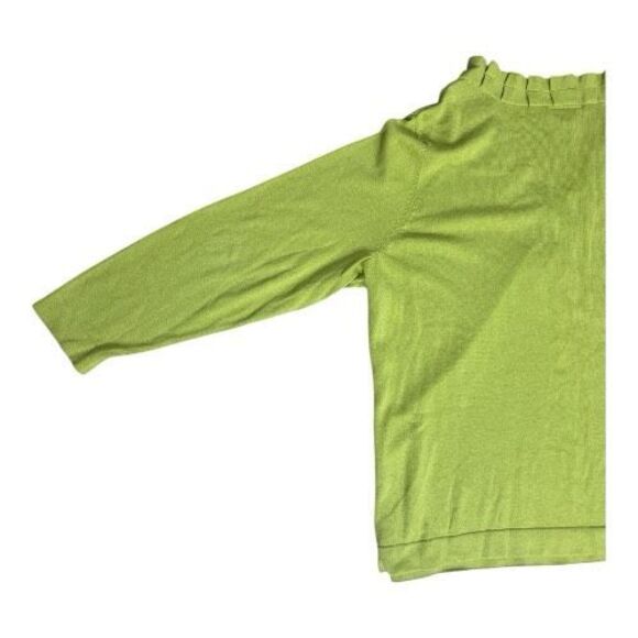 Fashion Bug Lime Green Long Sleeve Knit Top Plus Size 2X Ruffle V-Neck Cotton - Picture 8 of 14